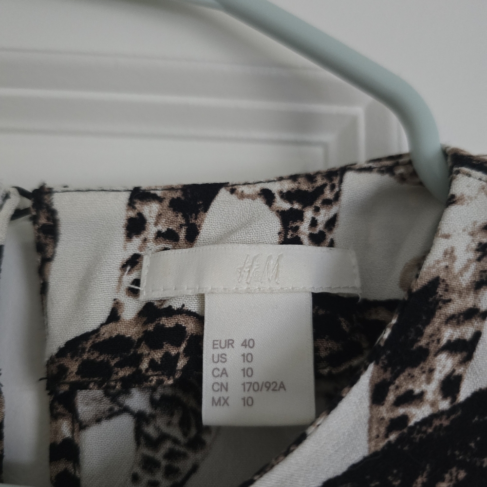 H&M Bengal Cat Print Novelty Dress Long Sleeve Animal Print EU 40 US 10 - Picture 12 of 16